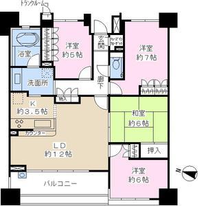 Floor plan. 4LDK, Price 40,900,000 yen, Occupied area 87.53 sq m , Balcony area 11.6 sq m