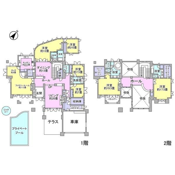 Floor plan. 150 million yen, 7LDK + 2S (storeroom), Land area 1,666.63 sq m , Building area 523.63 sq m 6 bedroom ・ 3 bus ・ family room ・ Nook