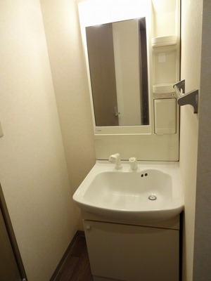 Washroom. Vanity with easy to shampoo dresser also get dressed.