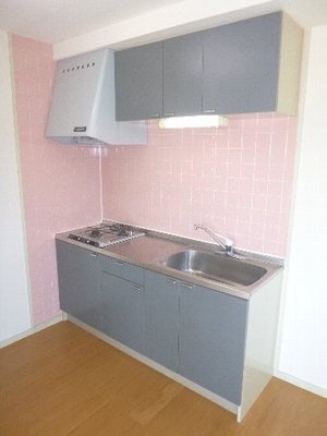 Kitchen. Nice system kitchen pink background