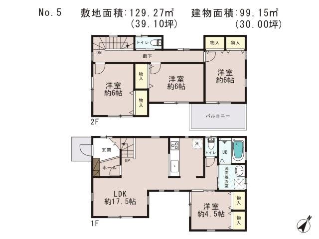 Floor plan. 22,800,000 yen, 4LDK, Land area 129.27 sq m , Building area 99.15 sq m
