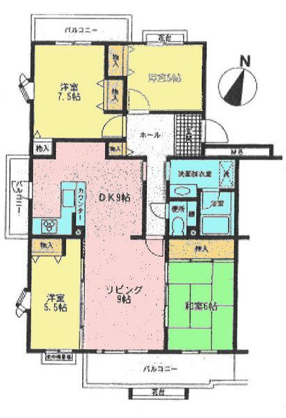 Floor plan. 4LDK, Price 19,800,000 yen, Occupied area 99.11 sq m , Balcony area 15.89 sq m