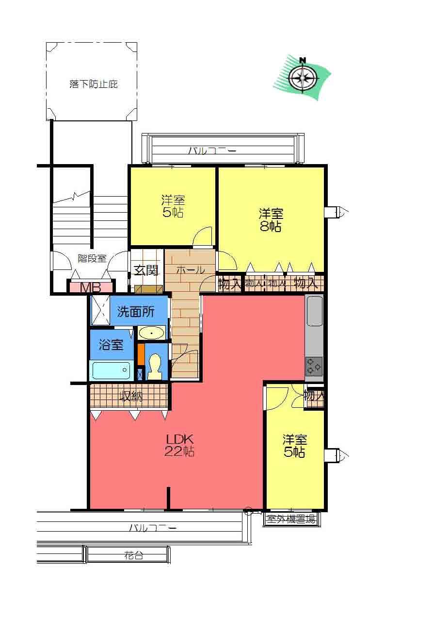 Floor plan. 3LDK, Price 18,800,000 yen, Occupied area 95.58 sq m , Balcony area 13.26 sq m