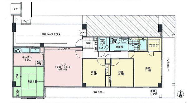 Floor plan. 4LDK, Price 19,800,000 yen, Footprint 89.4 sq m , Balcony area 30.6 sq m