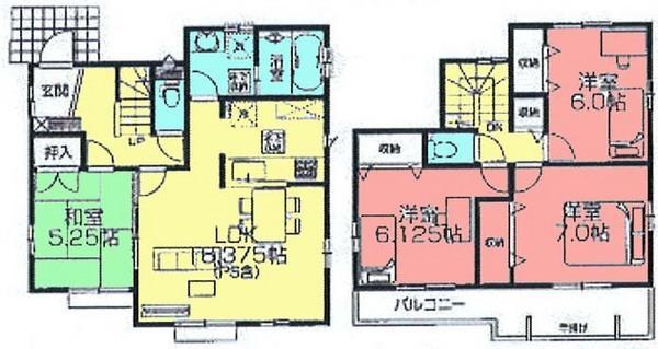 Floor plan. 24,800,000 yen, 4LDK, Land area 140.48 sq m , Building area 98.53 sq m