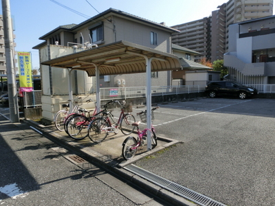 Entrance. Covered parking lot