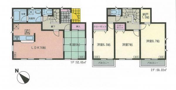 Floor plan. 21,800,000 yen, 4LDK, Land area 170.45 sq m , Building area 102.87 sq m