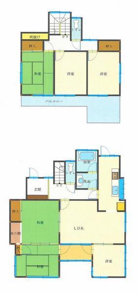 Floor plan. 12.3 million yen, 6LDK, Land area 191.66 sq m , Building area 127.57 sq m