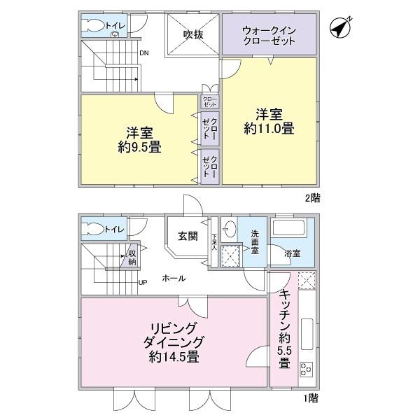 Floor plan. 21,800,000 yen, 2LDK, Land area 200.19 sq m , Building area 113.11 sq m 2LD ・ K type