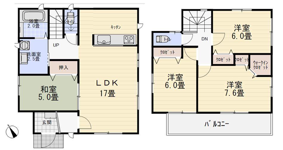 Building plan example (floor plan). Building plan example (first stage: No. 4 locations) 4LDK, Land price 13,980,000 yen, Land area 262.27 sq m , Building price 12 million yen, Building area 98.95 sq m
