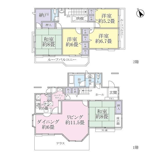 Floor plan. 19.9 million yen, 5LDK, Land area 232.36 sq m , Building area 145.74 sq m 5LD ・ K type
