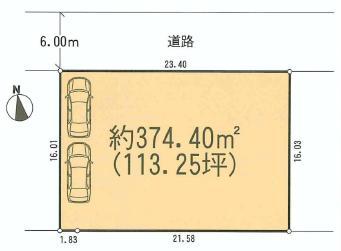 Compartment figure. Land price 23.8 million yen, Land area 374.4 sq m