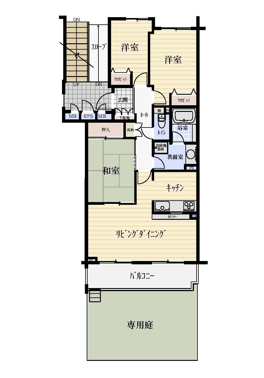 Floor plan. 3LDK, Price 11.1 million yen, Occupied area 74.27 sq m , Balcony area 9.16 sq m floor plan
