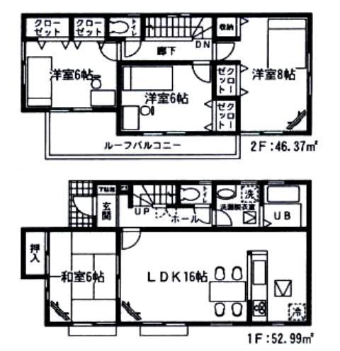 Floor plan. 19,800,000 yen, 4LDK, Land area 146.96 sq m , Building area 99.36 sq m