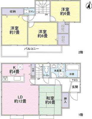 Floor plan. New construction with solar power generation system one detached 4LD ・ K type