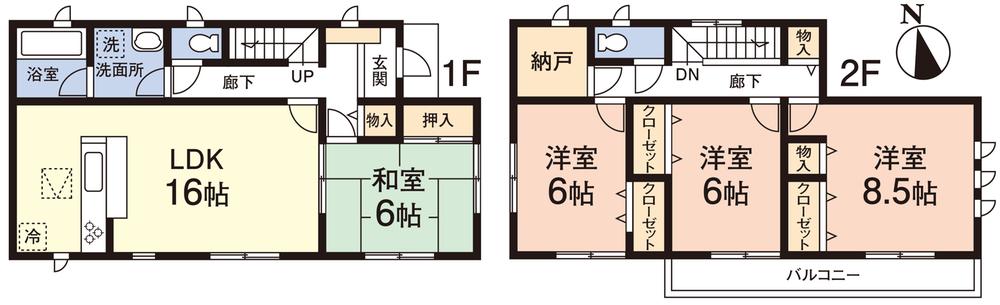 Floor plan. 19 million yen, 4LDK + S (storeroom), Land area 150.05 sq m , Building area 106.11 sq m 1F ・ 2F plan view