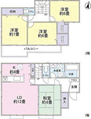 Floor plan. New construction with solar power generation system one detached 4LD ・ K type