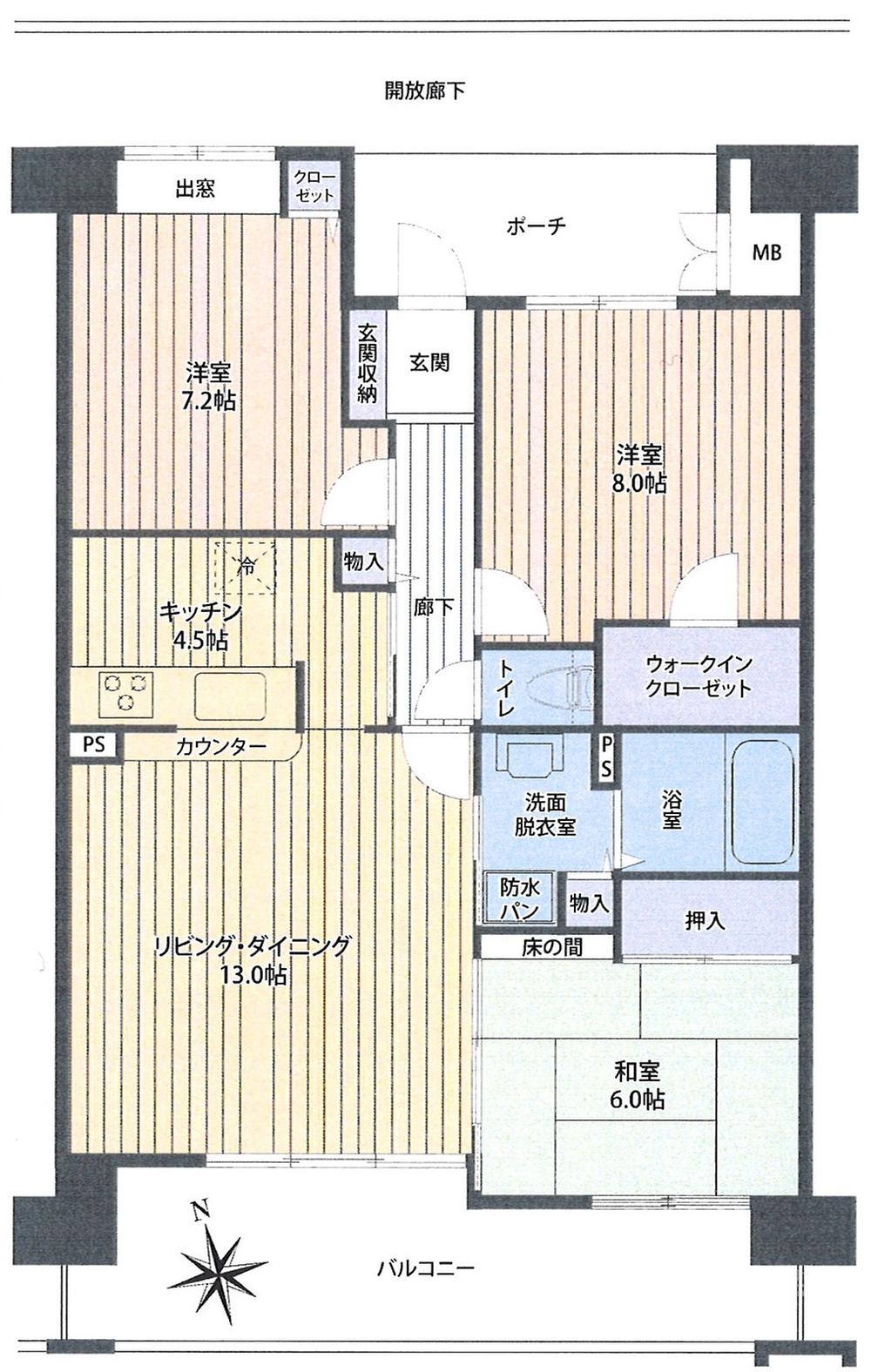 Floor plan. 3LDK, Price 18.9 million yen, Occupied area 81.97 sq m , Balcony area 14.35 sq m