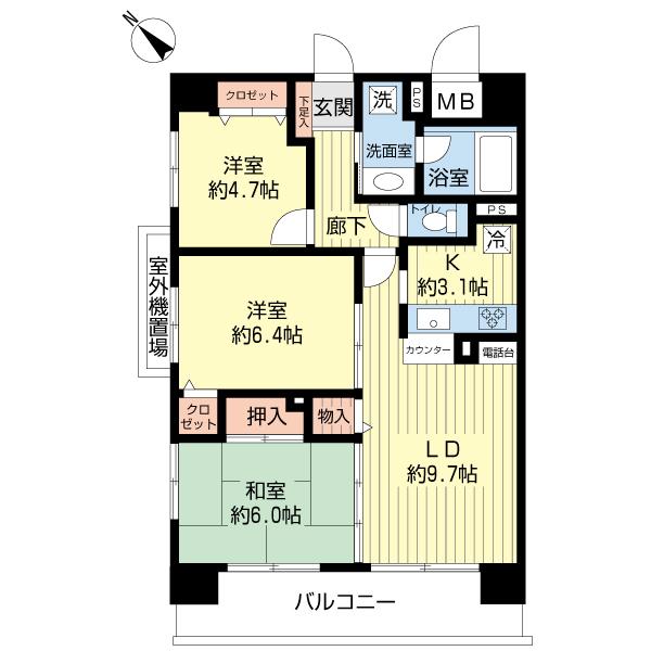 Floor plan. 3LDK, Price 18.9 million yen, Occupied area 68.23 sq m , Balcony area 11.21 sq m