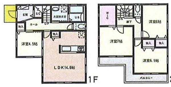 Floor plan. 24,800,000 yen, 4LDK, Land area 121.22 sq m , Building area 98.32 sq m