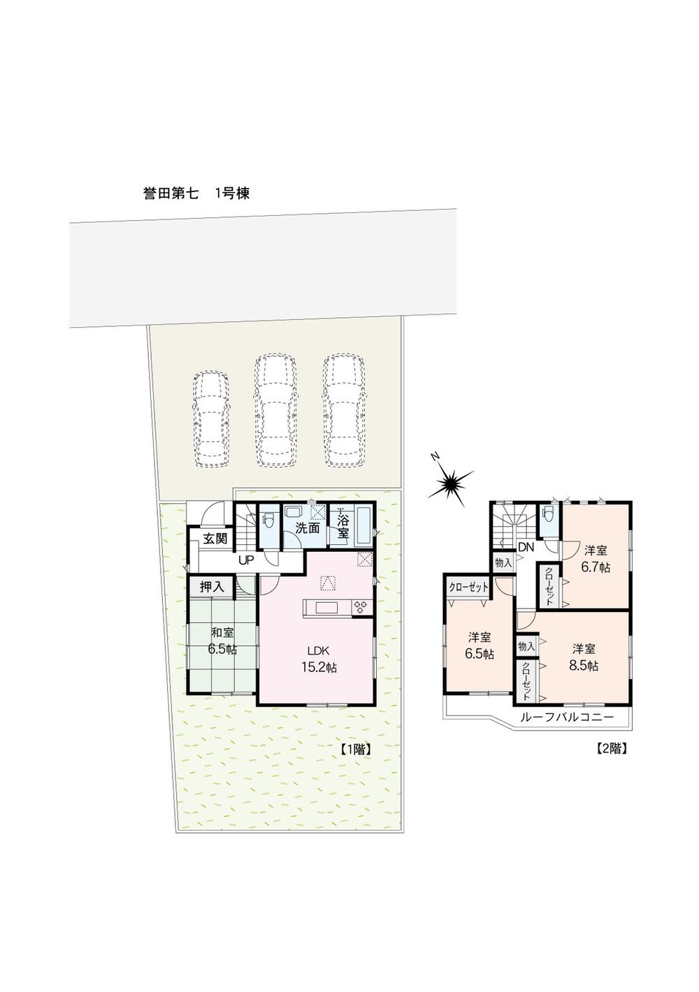 Floor plan. 21,800,000 yen, 4LDK, Land area 176.8 sq m , Building area 100.43 sq m all room 6 quires more, 8.5 Pledge of main bedroom room! Bright Floor.