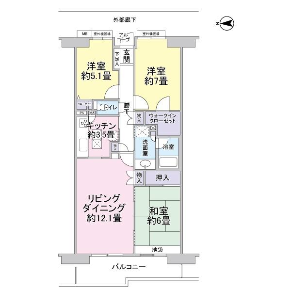 Floor plan. 3LDK, Price 11.3 million yen, Occupied area 78.06 sq m , Balcony area 10.2 sq m west of the 3LD ・ K type