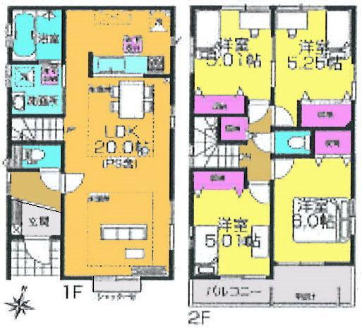 Floor plan. 19.9 million yen, 4LDK, Land area 115.08 sq m , Building area 95.64 sq m