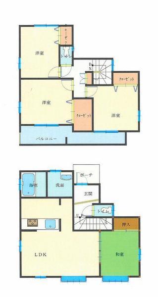 Floor plan. 22,300,000 yen, 4LDK, Land area 154.96 sq m , Building area 96.05 sq m