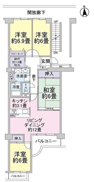 Floor plan. 4LDK, Price 18.9 million yen, Occupied area 91.75 sq m , Balcony area 8.78 sq m