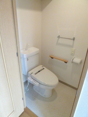 Toilet. Typical indoor photo. Also Katazuki clean there is a shelf in the toilet