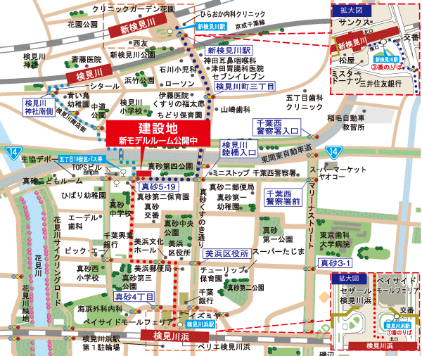 JR Sobu Line and Keiyo Line, Great location 3-wire of Keisei Chiba line is available / Local Area Map