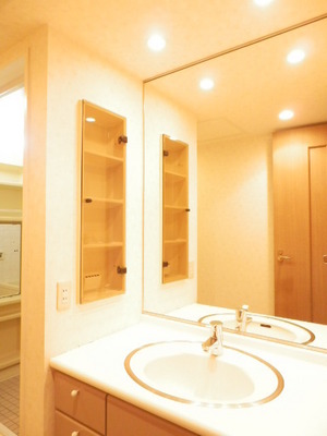 Washroom. There is a large mirror, This is useful in the morning of the dressing.