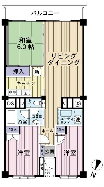 Floor plan. 3LDK, Price 10.5 million yen, Occupied area 70.67 sq m , Housework is also easy on the balcony area 9 sq m easy-to-use floor plan