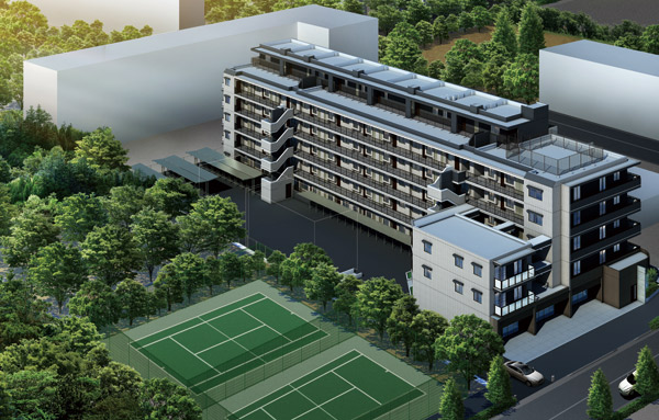 Shared facilities.  [Exterior - Rendering] Adjacent to the north Isobe park, Get close to the nature of the green, Prestigious neighborhoods environment. <Daiaparesu Kemigawa beach terrace> is to rich, Land adjacent to the "north Isobe park". Trees with a height is planted in a vast park of about 1.8ha, Such as the spring of fresh green and summer of the shade of a tree while walking you can enjoy a familiar. There is a tennis field two sides of the baseball field and all-weather as sports, Local residents is also attractive can be used in priority. Also, Because it is specified in the evacuation location, It is safe and able to evacuate immediately even at the time of any chance of a disaster.