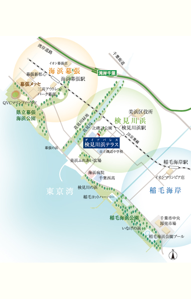 Other. Local guide map. Local is located Kemigawa beach area Makuhari ・ The location sandwiched Inagekaigan both Station area. Convenient Kemigawa beach Station surrounding area everyday life, Weekend Makuhari ・ I want to take advantage of the extensive facilities of Inagekaigan both Station area