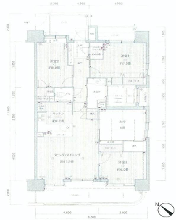 Floor plan. 4LDK, Price 27,800,000 yen, Occupied area 95.81 sq m , Balcony area 17.3 sq m