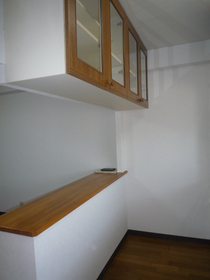 Kitchen. There cupboard hanging in the kitchen!