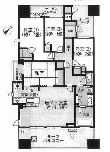 Floor plan. 4LDK, Price 27 million yen, Occupied area 97.18 sq m , Balcony area 23.67 sq m spacious 4LDK!