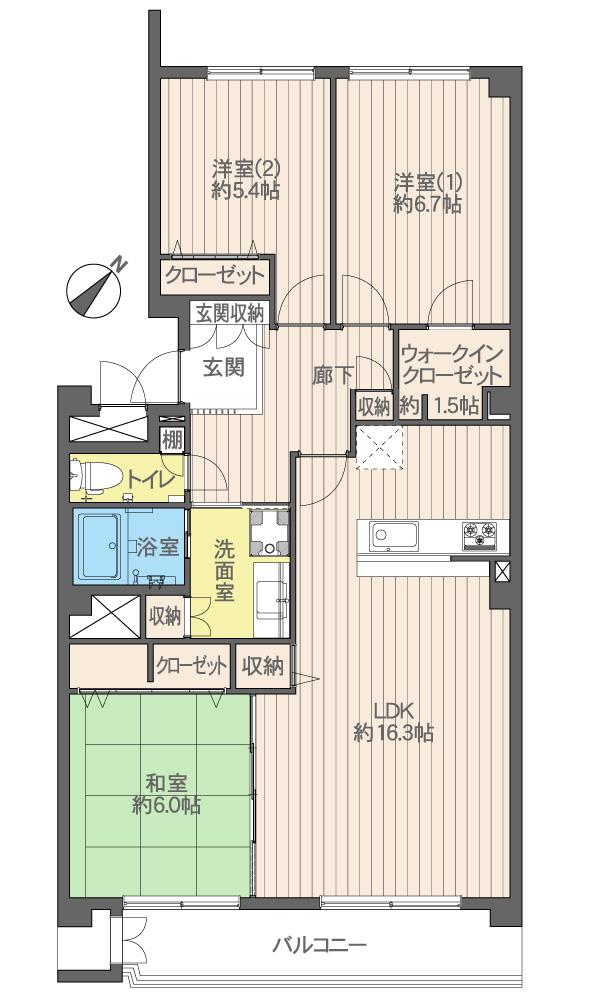 Floor plan. 3LDK, Price 17.8 million yen, Footprint 80.1 sq m , Balcony area 10.79 sq m