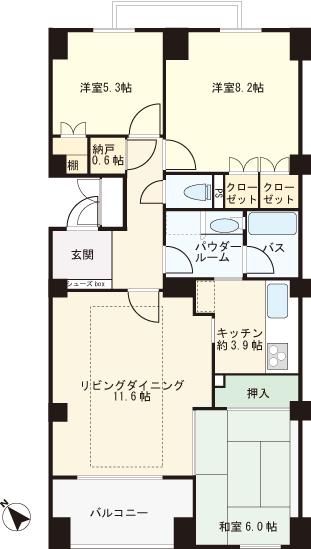 Floor plan. 3LDK, Price 20.8 million yen, Occupied area 81.51 sq m , Balcony area 6.78 sq m