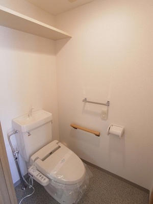 Toilet. Typical indoor photo. A clean multi-function toilet seat with toilet