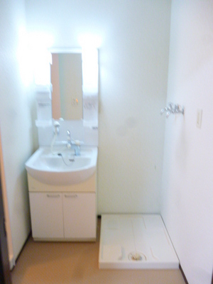 Washroom. A large mirror, Easy-to-use basin is that there is also a storage space