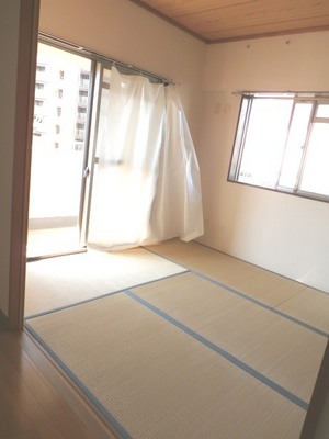 Living and room. Bright two-plane daylight in the Japanese-style room with a upper closet