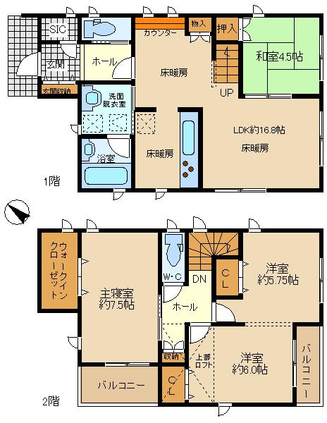 Floor plan. (A section), Price 33,800,000 yen, 4LDK, Land area 119.74 sq m , Building area 98.12 sq m