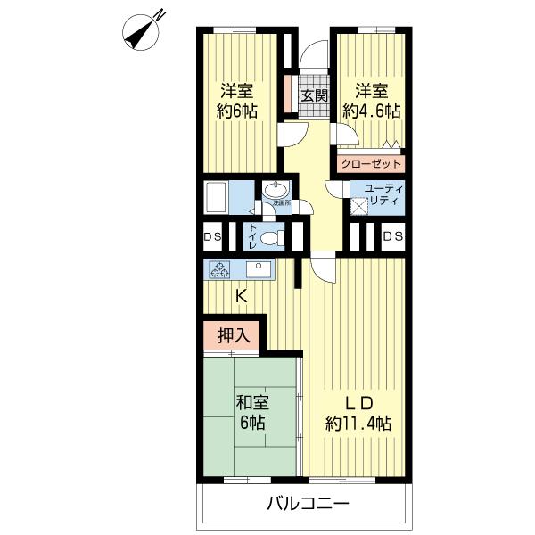 Floor plan. 3LDK, Price 14.3 million yen, Occupied area 70.67 sq m , Balcony area 9 sq m
