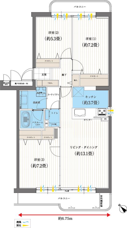 Construction ・ Construction method ・ specification. Column is not in the room, Make a neat space, Frame Structure with Wall Columns.