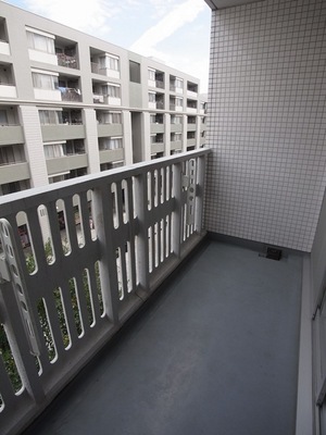 Balcony. Balcony facing the beautiful Mihama promenade of cobbled.