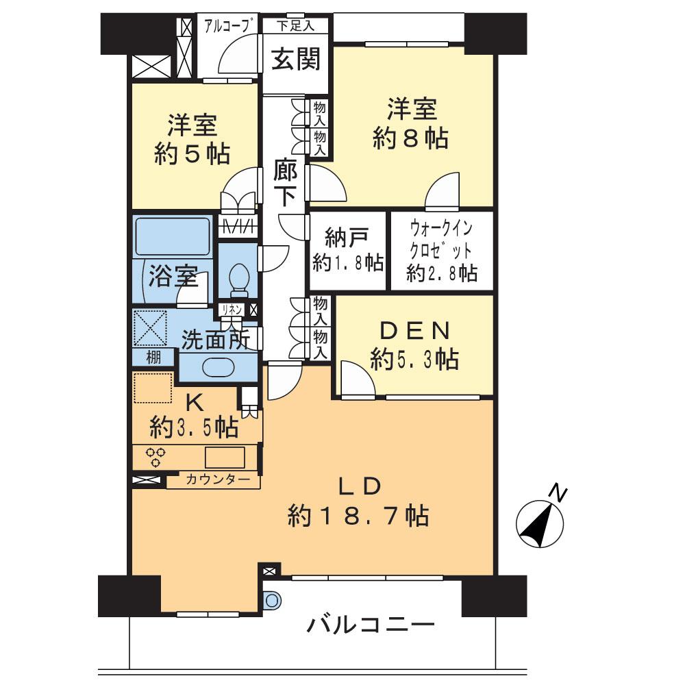 Floor plan. 2LDK + S (storeroom), Price 28,400,000 yen, Occupied area 95.28 sq m , Balcony area 14.8 sq m