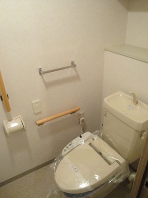 Toilet. Barrier-free toilet there is a handrail