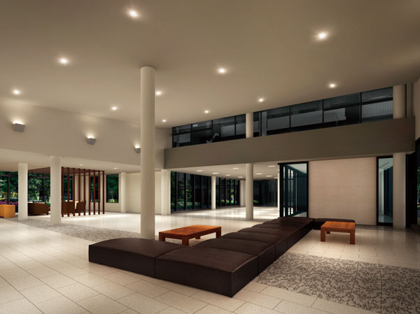 Shared facilities.  [Yingbin space embrace the elegance of a separate building unique "Entrance Hall"] Produce a relaxed open feeling slope ceiling of up to about 5m. Yingbin space available in a separate building from the residential buildings will bring on quality, such as hotels. (Rendering CG)